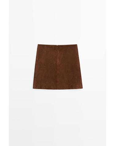 마시모두띠 스웨이드 레더 미니 스커트 5300/701 MOLE BROWN