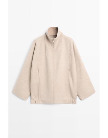 마시모두띠 울 혼방 하이넥 집업 봄버 자켓 6403/708 BEIGE