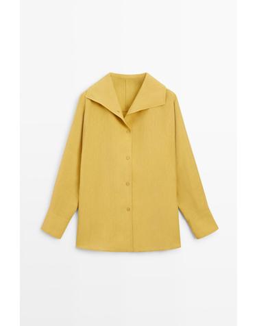 마시모두띠 플로잉 린넨 블렌드 긴팔 셔츠 6086/866 MUSTARD YELLOW