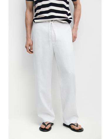 마시모두띠 100% 린넨 조거핏 팬츠 2875/397 WHITE