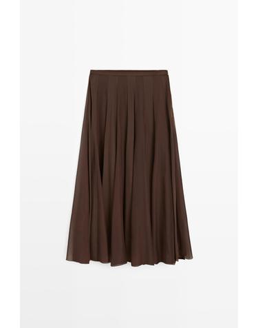 마시모두띠 플레어 플로잉 미디 스커트 5212/509 BROWN