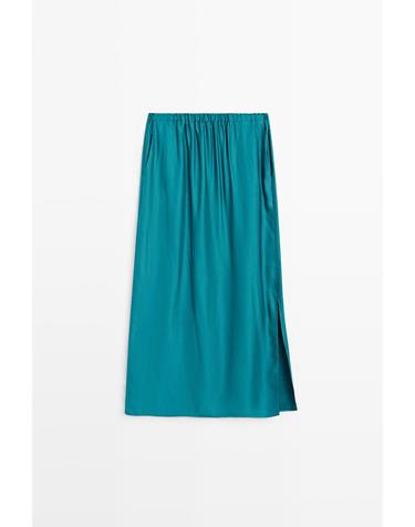 마시모두띠 포켓 새틴 미디 스커트 5221/510 BLUE