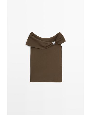 마시모두띠 주얼 디테일 오프숄더 탑 6844/500 KHAKI