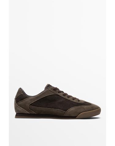 마시모두띠 배색 레더 레이스업 스니커즈 2122/750 BROWN