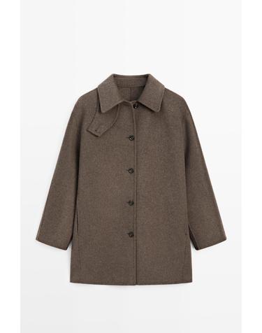 마시모두띠 멜란지 울 혼방 숏 코트 6415/719 BROWN