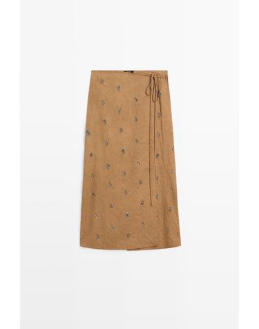 마시모두띠 아플리케 미디 파레오 스커트 5288/511 MUSTARD YELLOW