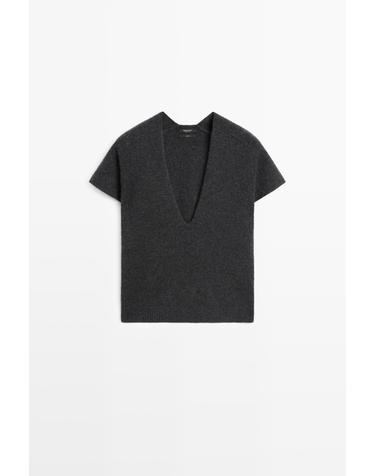 마시모두띠 100% 캐시미어 니트 반팔 스웨터 5714/565 ANTHRACITE GREY