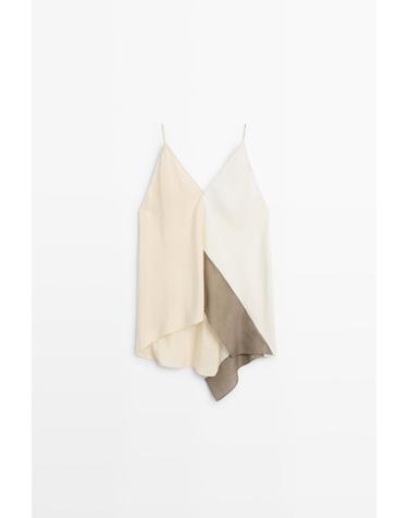 마시모두띠 비대칭 스트랩 플로잉 민소매 탑 5143/543 CREAM