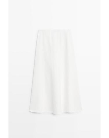 마시모두띠 100% 린넨 고데 롱 스커트 5261/861 OFF WHITE