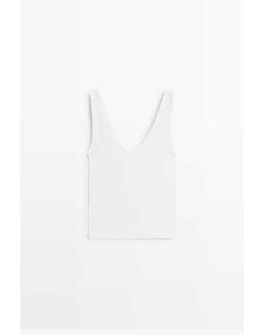 마시모두띠 코튼 혼방 브이넥 민소매 탱크탑 6840/919 WHITE