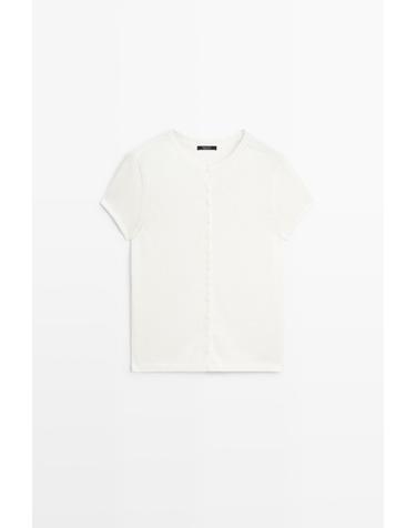 마시모두띠 코튼 실크 혼방 반팔 니트 가디건 5930/511 WHITE
