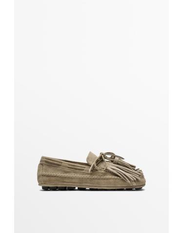마시모두띠 태슬 프린지 스웨이드 레더 로퍼 1582/750 BEIGE