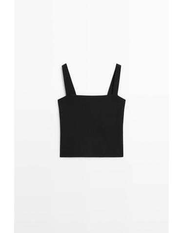마시모두띠 스퀘어넥 스트랩 니트 탑 5619/571 BLACK