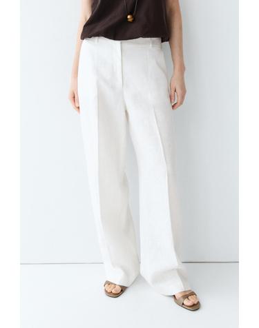 마시모두띠 100% 린넨 핀턱 와이드 팬츠 5023/616 OFF WHITE