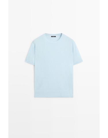 마시모두띠 파인 니트 울 혼방 반팔 스웨터 5691/578 LIGHT BLUE