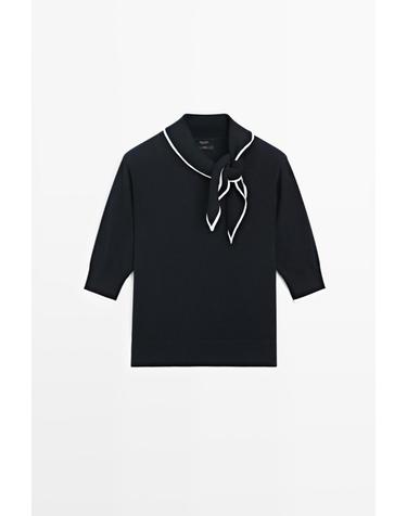 마시모두띠 100% 코튼 니트 스카프 스웨터 5629/563 NAVY BLUE
