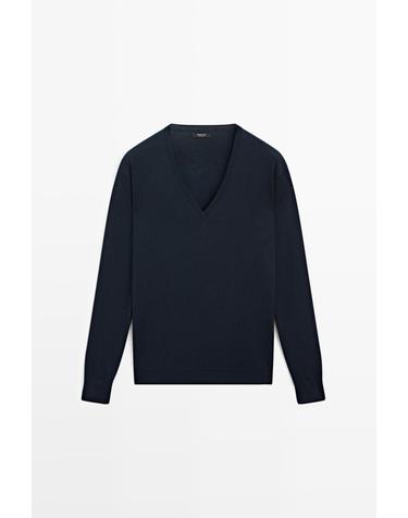 마시모두띠 울 혼방 브이넥 니트 스웨터 5693/578 NAVY BLUE