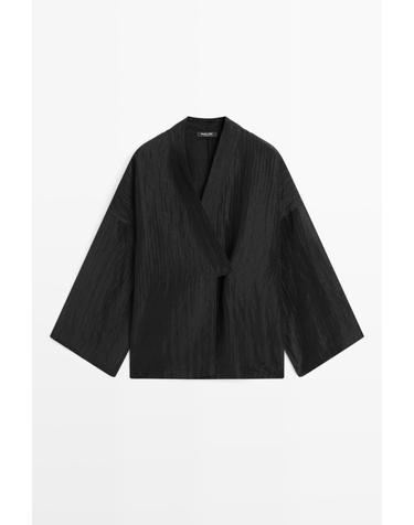 마시모두띠 텍스처 린넨 혼방 기모노 재킷 5178/878 BLACK