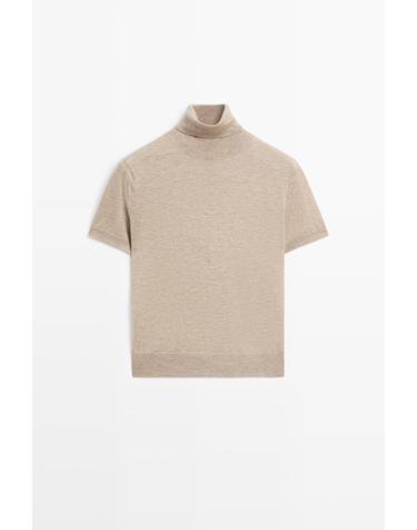 마시모두띠 울 혼방 터틀넥 반팔 니트 스웨터 5710/585 BEIGE MARL