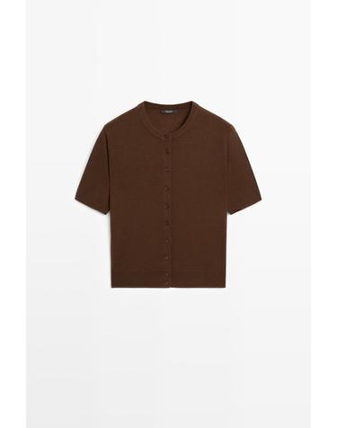 마시모두띠 울 혼방 반팔 버튼 가디건 5729/579 BROWN
