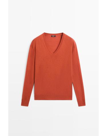 마시모두띠 울 혼방 브이넥 니트 스웨터 5693/578 BURNT ORANGE