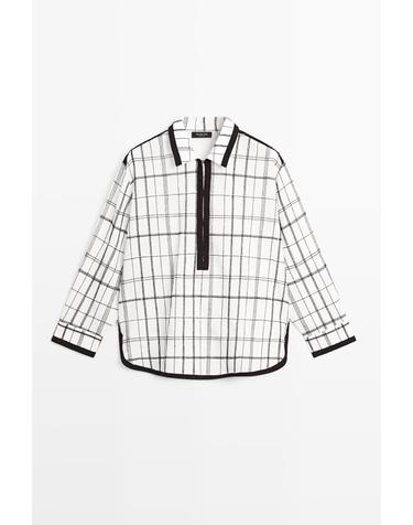 마시모두띠 코튼 블렌드 체크 긴팔 셔츠 5115/512 WHITE