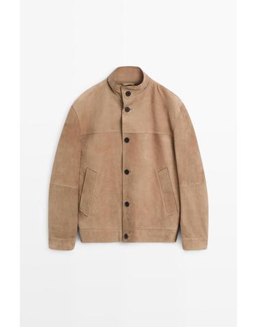 마시모두띠 누벅 레더 스탠드 칼라 자켓 3434/451 BEIGE