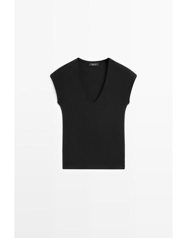 마시모두띠 베이직 브이넥 반팔 티셔츠 6825/920 BLACK
