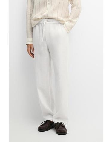 마시모두띠 100% 린넨 조거핏 팬츠 0183/014 WHITE