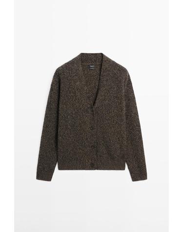 마시모두띠 100% 캐시미어 브이넥 가디건 5644/565 MOLE BROWN