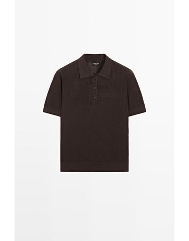 마시모두띠 코튼 오픈니트 반팔 폴로 셔츠 6231/630 BROWN