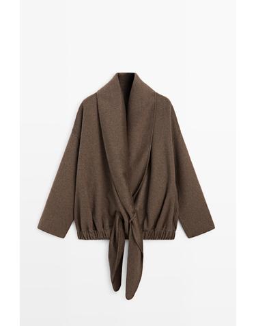 마시모두띠 멜란지 울 블렌드 랩 스타일 자켓 6401/706 MOLE BROWN