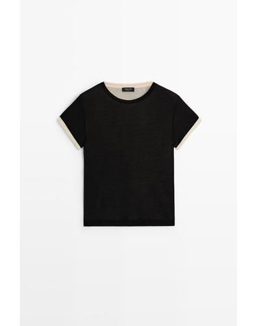 마시모두띠 더블 레이어 반팔 티셔츠 6210/351 BLACK