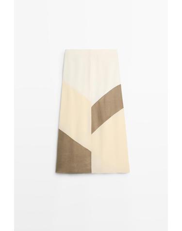 마시모두띠 컬러블록 플로잉 미디 스커트 6606/615 WHITE