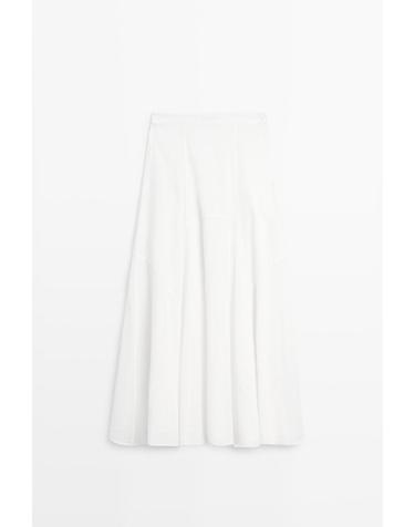 마시모두띠 패널 디테일 플로잉 미디 스커트 5292/508 WHITE