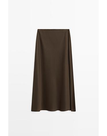 마시모두띠 플루이드 새틴 미디 스커트 5216/509 BROWN