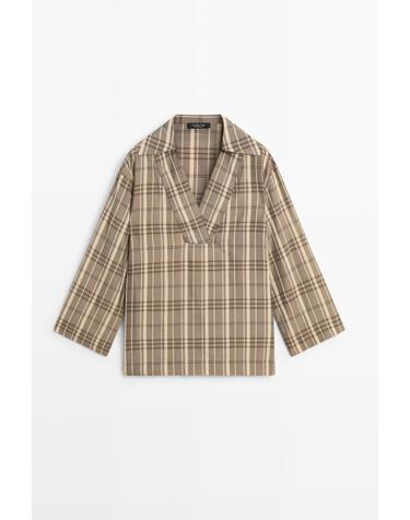 마시모두띠 오버사이즈 체크 폴로 셔츠 5161/561 GREY