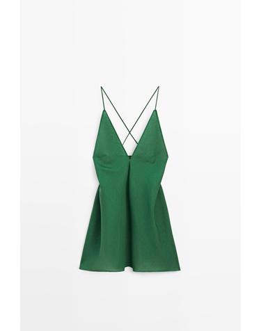 마시모두띠 스파게티 스트랩 브이넥 미니 원피스 5149/949 BOTTLE GREEN