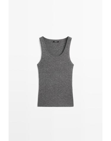 마시모두띠 울 혼방 골지 니트 민소매 탑 5722/582 GREY