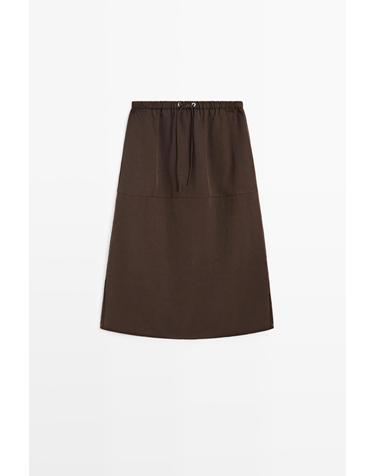 마시모두띠 드로스트링 플로잉 미디 스커트 5202/509 BROWN