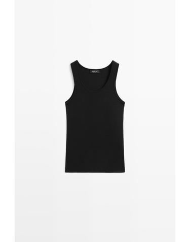 마시모두띠 크루넥 민소매 코튼 혼방 티셔츠 6611/250 BLACK