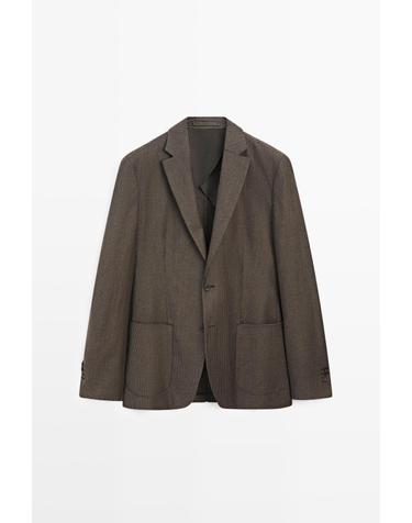 마시모두띠 울 혼방 포켓 블레이저 2597/365 BROWN
