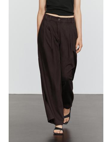 마시모두띠 플리츠 배럴핏 데님 팬츠 5093/893 BROWN