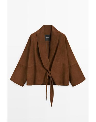 마시모두띠 스웨이드 레더 랩 기모노 자켓 4755/655 BROWN
