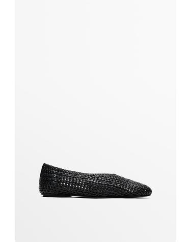 마시모두띠 브레이드 레더 발레리나 플랫 1523/850 BLACK