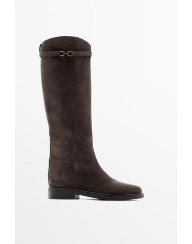 마시모두띠 스플릿 스웨이드 롱 승마 부츠 1004/850 BROWN