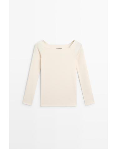 마시모두띠 스트레치 슬림핏 긴팔 탑 6291/578 CREAM