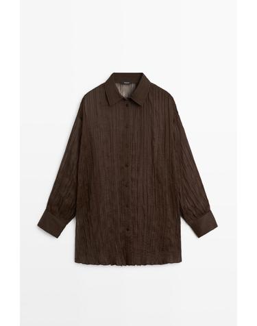 마시모두띠 플리츠 오버핏 긴팔 셔츠 6671/510 BROWN