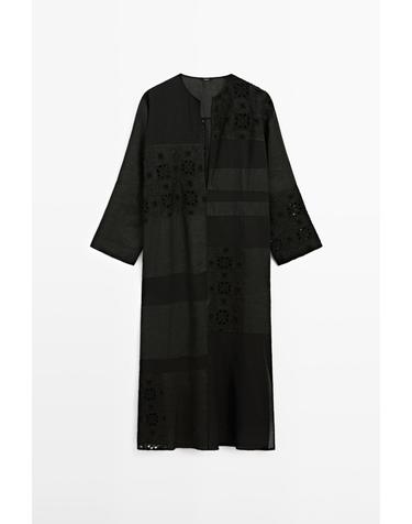 마시모두띠 자수 카프탄 미디 원피스 6605/611 BLACK