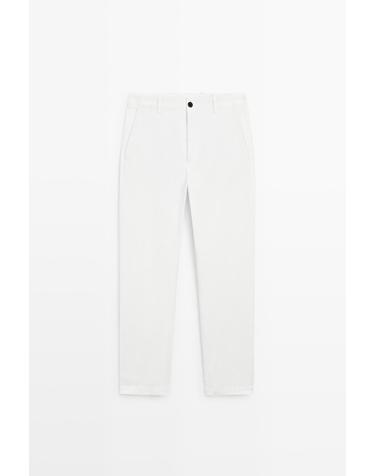 마시모두띠 스트레이트 플리츠 코튼 혼방 팬츠 0175/005 OFF WHITE